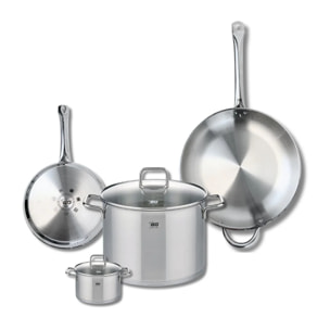 Ensemble de 2 Poêles de cuisson 24 et 32 cm et 2 faitouts 12 et 26 cm Elo Profi Citrin