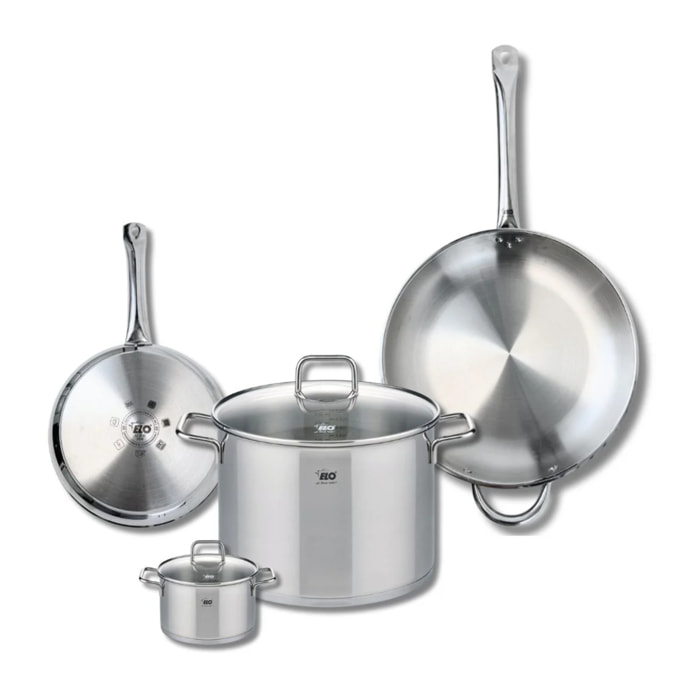 Ensemble de 2 Poêles de cuisson 24 et 32 cm et 2 faitouts 12 et 26 cm Elo Profi Citrin