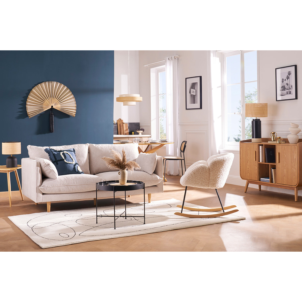 Buffet scandinave en bois clair 2 portes L122 cm HALLEN