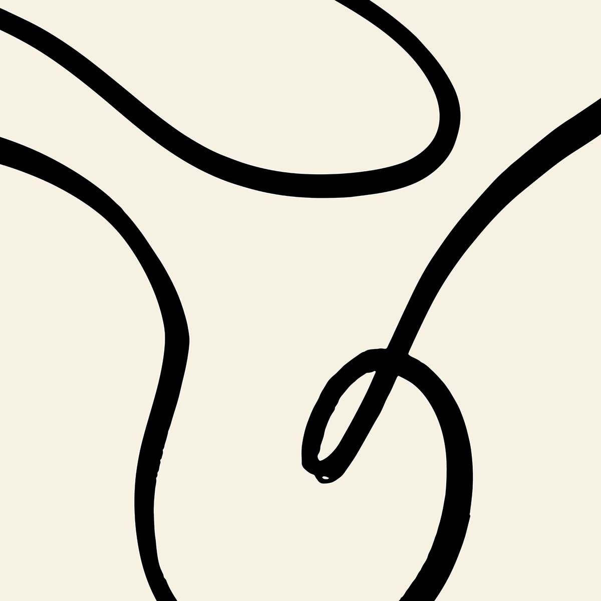 Affiche line art bold I Affiche + cadre en bois - Noir