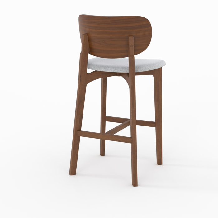 Lot de 2 chaises pour îlot central 66 cm en bois et tissu gris clair - Aria