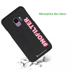 Coque Samsung Galaxy S9 effet cuir grainé noir No Filter rose et fushia Design La Coque Francaise