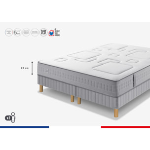 Ensemble EQUILIBRE matelas H25 ressort ensachés, ferme, 2 sommiers