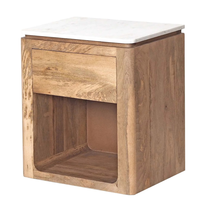Mesita Madera Mango Marmol Felo 55x40x60 Cm
