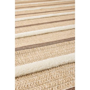 PALMA - Tapis aspect jute à motif rayure en relief - Blanc