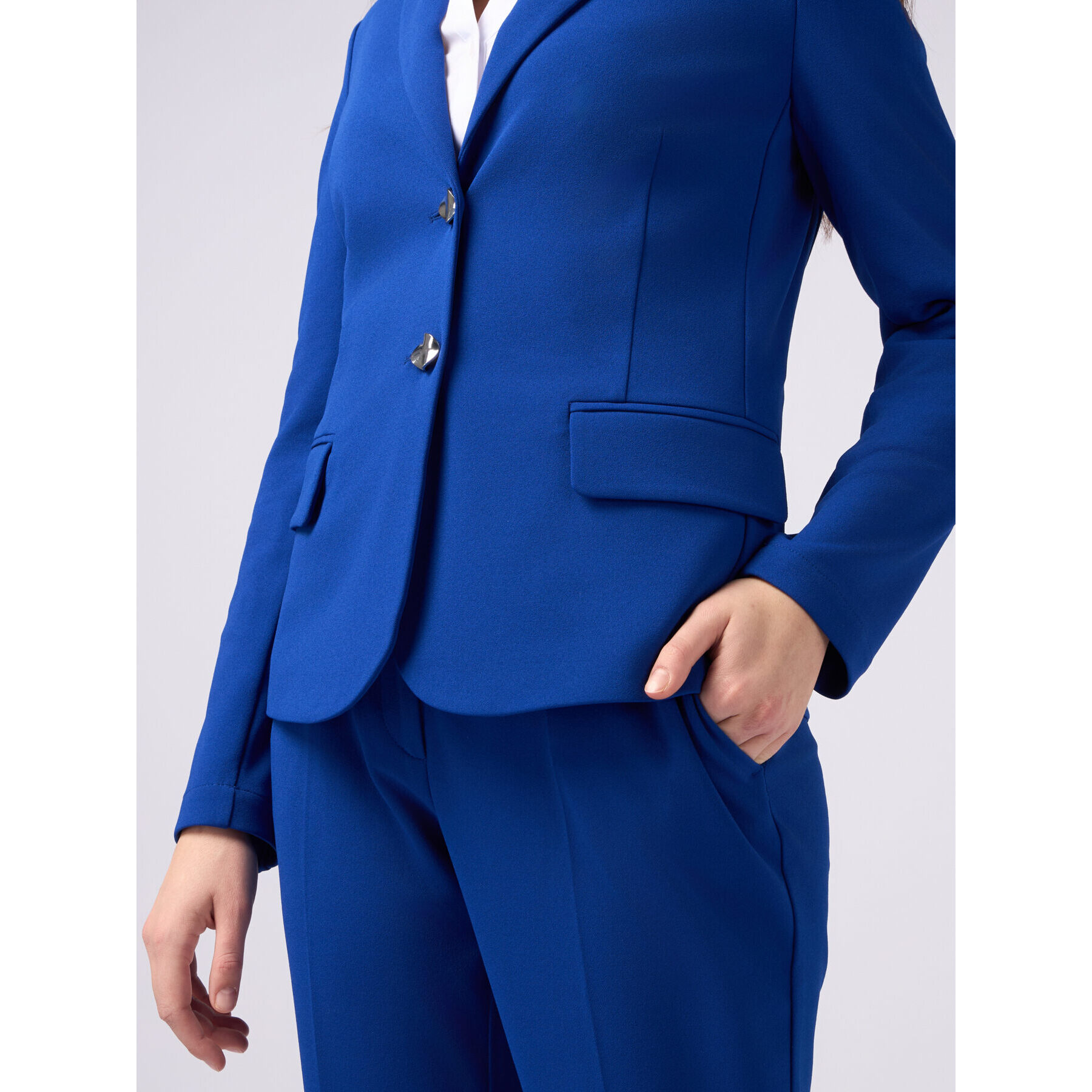 Oltre - Giacca blazer in tessuto scuba crêpe - Bluette