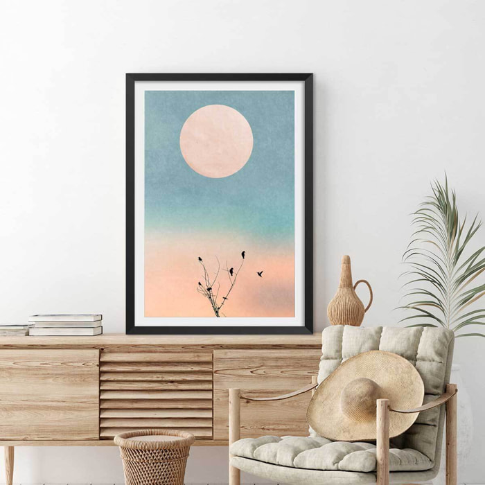 Affiche paysage Douceur de vivre Affiche + cadre en bois - Noir