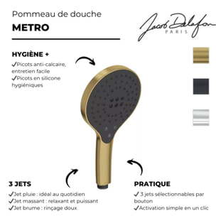Pommeau de douche 3 jets Metro signature laiton brossé