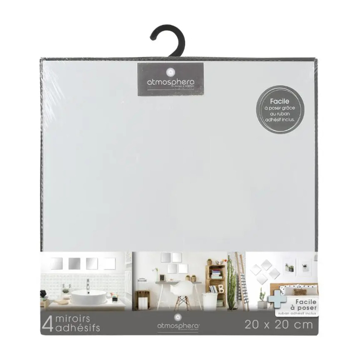 Lot de 4 miroirs carrés adhésifs 20X20