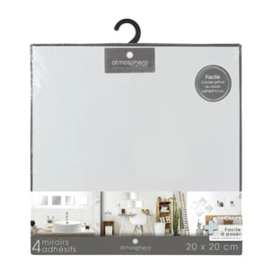 Lot de 4 miroirs carrés adhésifs 20X20