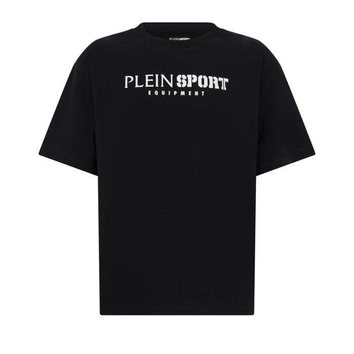 PLEIN SPORT Round Neck T-Shirt Reflective Scratch