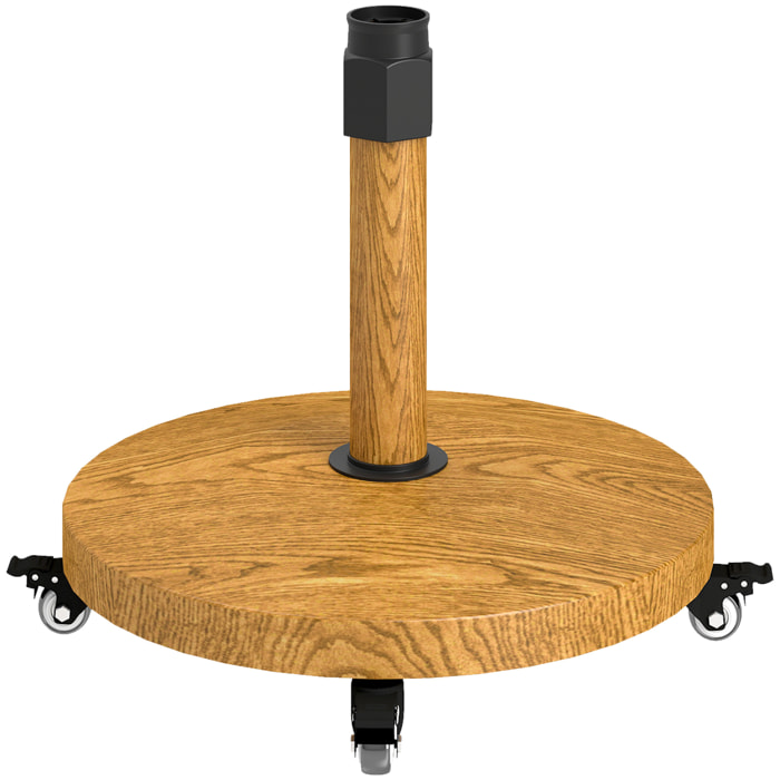 Base para Sombrilla Redonda Soporte para Parasol con Ruedas Pie para Sombrilla con Relleno de Cemento Peso 24,5 kg para Jardín Terraza Natural