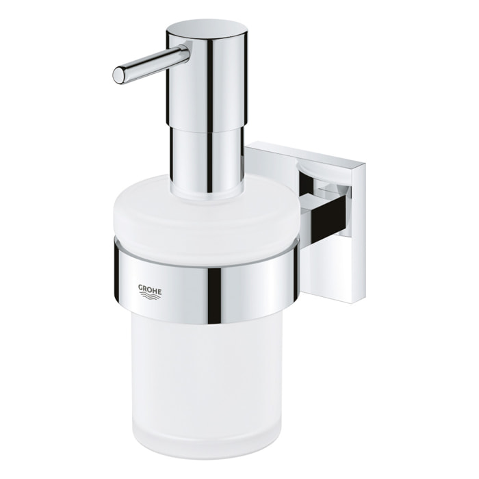 GROHE QuickFix - Start Cube - Distributeur de savon avec support - Finition Chromée (à visser ou à coller)