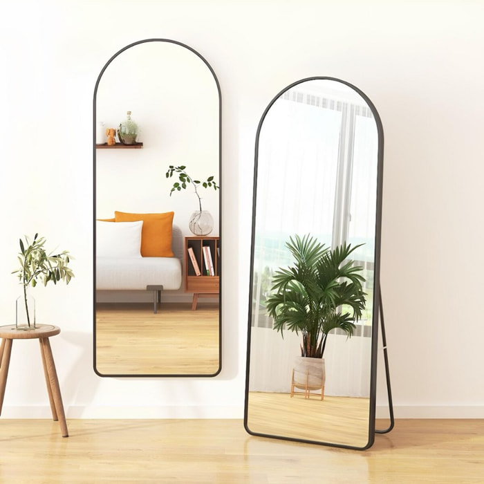 Specchio ad arco 50x160 cm da terra o parete con telaio nero - Roanne