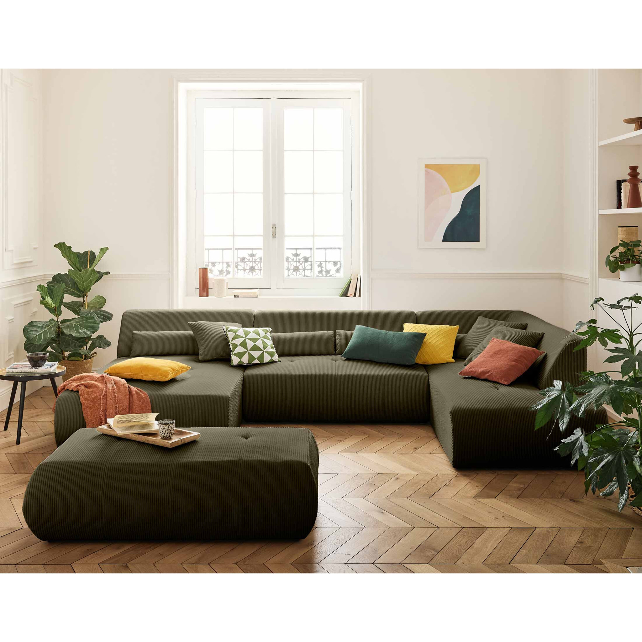 Onyx - pouf d'appoint - en velours côtelé - Vert