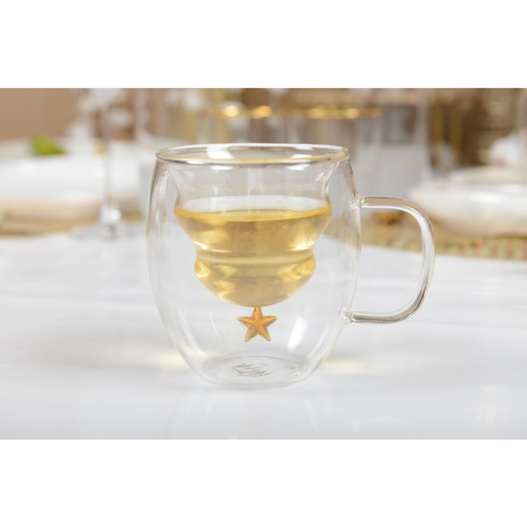 Tasses double paroi étoile dorée 250ml - lot de 2