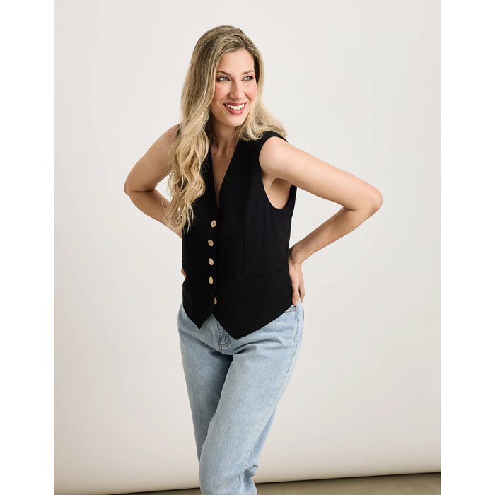 Top Chaleco Negro - Chai