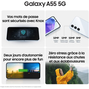 Smartphone SAMSUNG Galaxy A55 Bleu nuit 128Go 5G