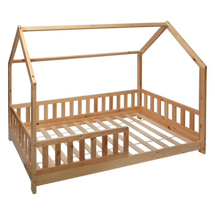 Lit cabane enfant "Bosco" - bois 90x190 cm