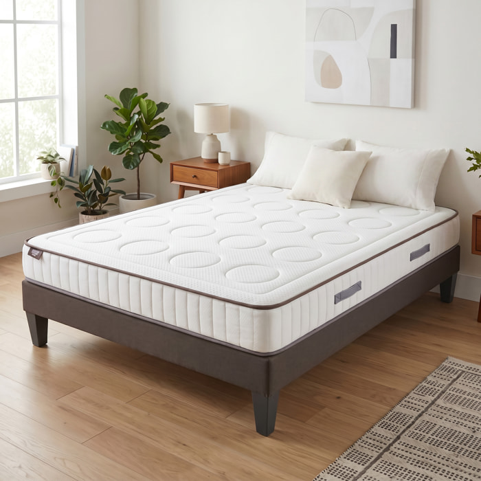 Matelas Cristal, Mémoire de Forme, 18 cm, Soutien Ferme, Mousse Recyclée Haute Densité