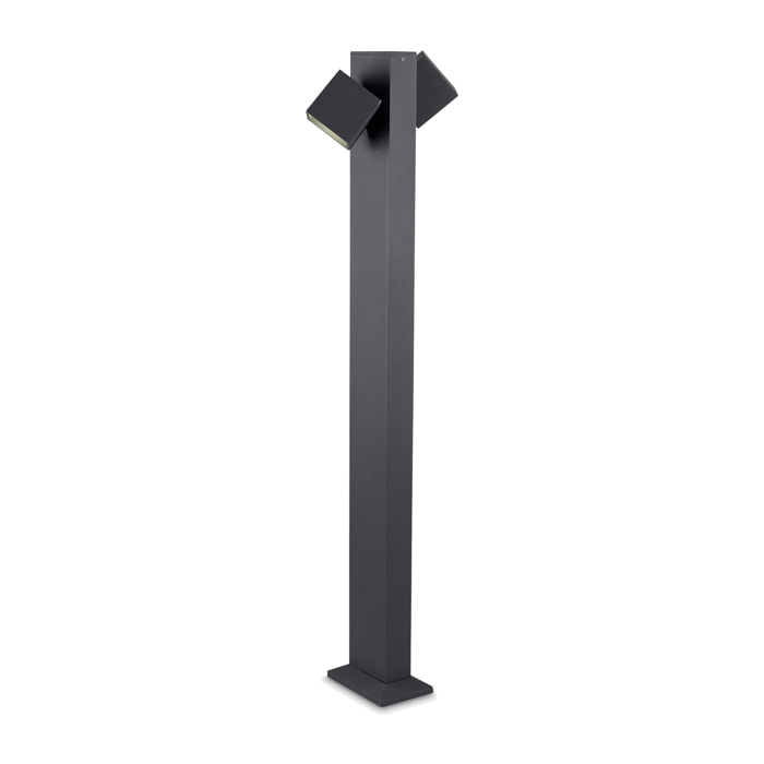 LEDS·C4 Baliza Ip65 Cubus Bollard Led 22W Blanco Cálido - 3000K On-Off Gris Urbano 1031
