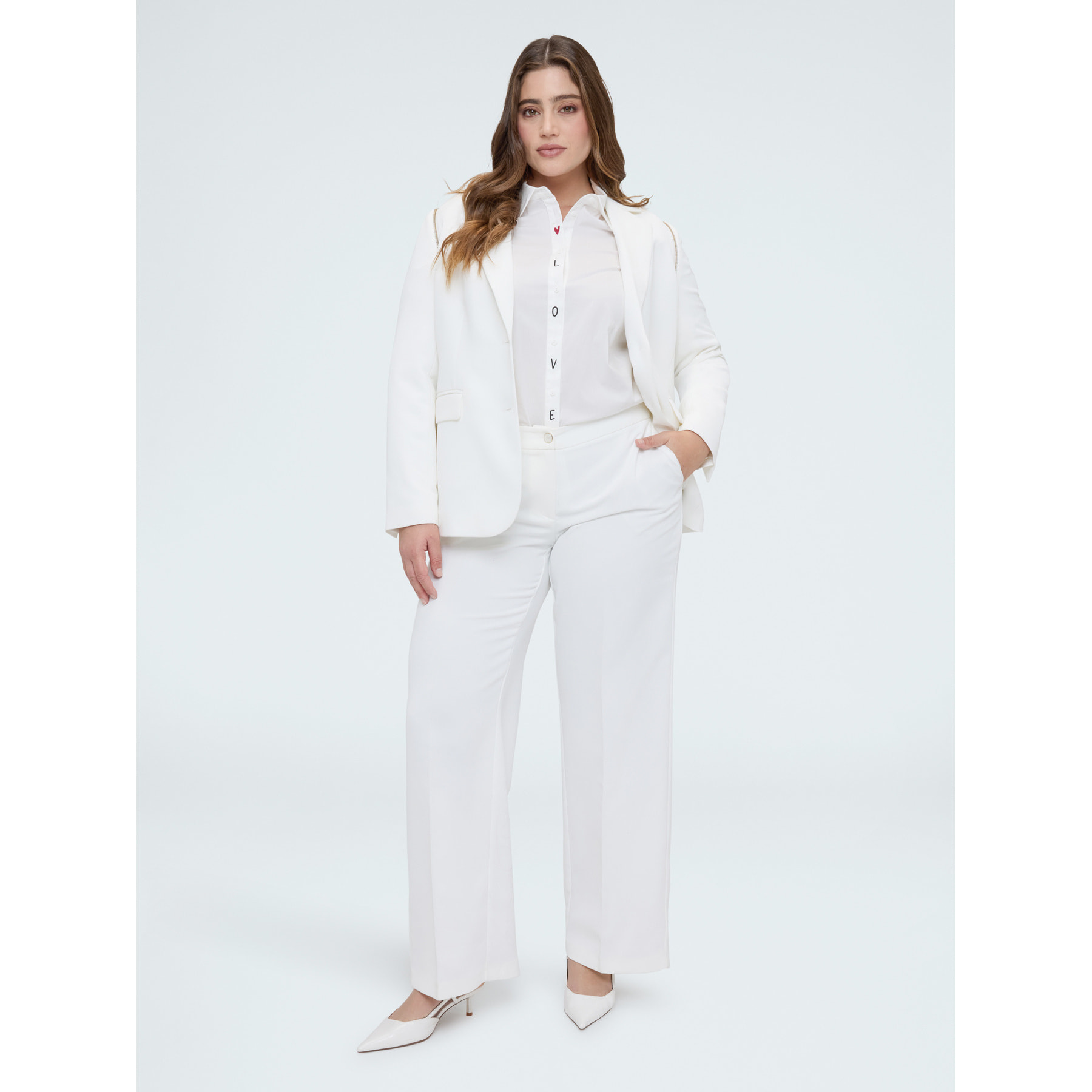 Fiorella Rubino - Pantaloni Wide Leg in tessuto fluido stretch - Bianco