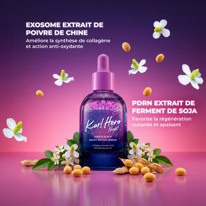 Kurl Hero Night - Sérum de Nuit Booster de Collagène et Densifiant 50ml