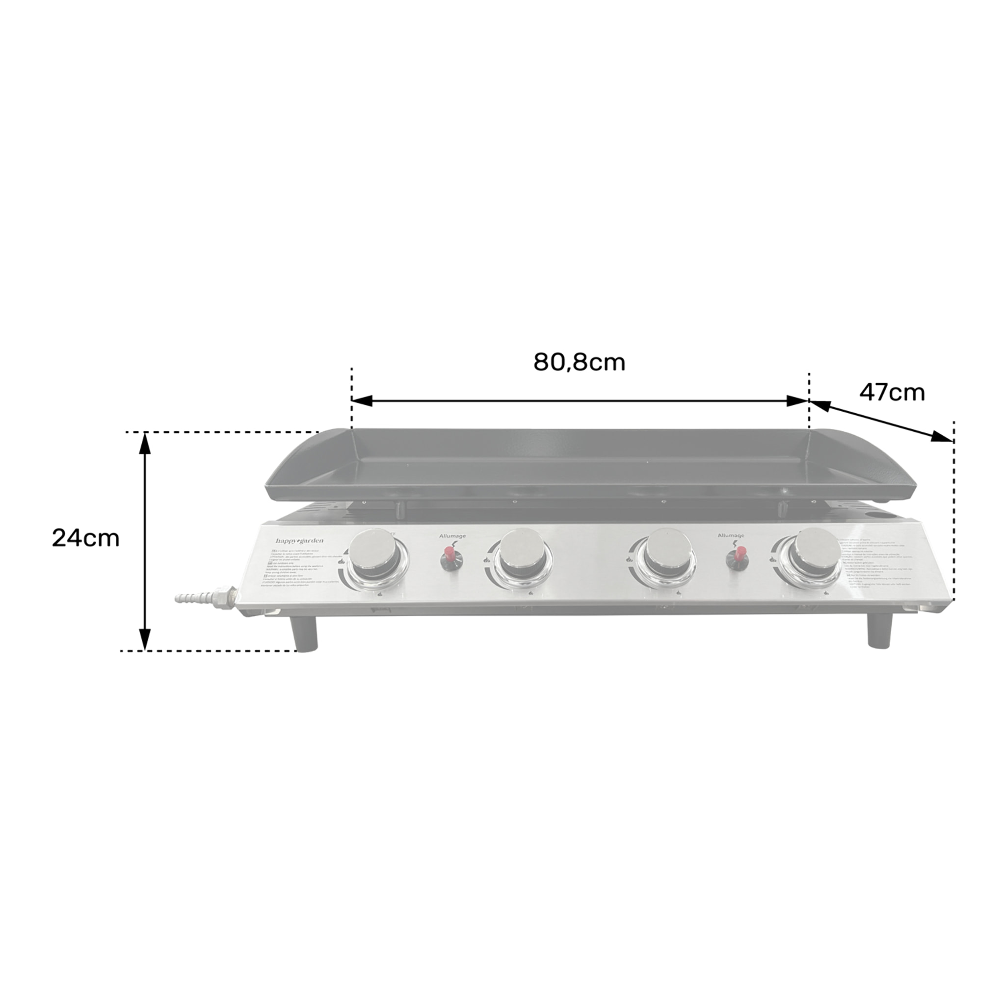Plancha au gaz VALENCIA - 4 brûleurs 10kW