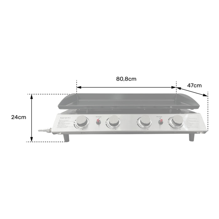 Plancha au gaz VALENCIA - 4 brûleurs 10kW