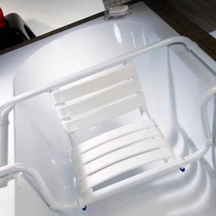 Siège de baignoire PMR PELLET aluminium époxy blanc avec dossier