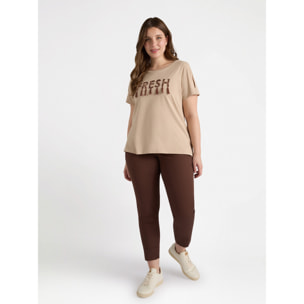 Fiorella Rubino - Camiseta con escritura - Beige