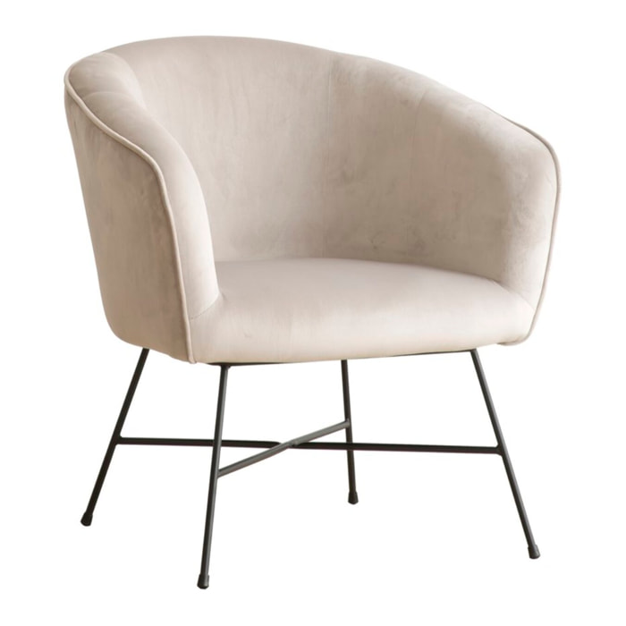 Fauteuil Sigrid -tissu et bois-couleur gris 70 x 79 x 69 cm