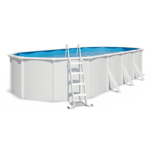 Piscine hors sol acier ovale 7,30 x 3,65 x 1,32 m blanche SAPHIR