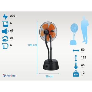 Ventilatore nebulizzatore ø 46 cm nero e arancione con telecomando