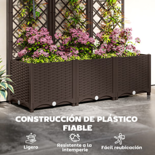 Jardinera con Enrejado de PP Jardinera Exterior Grande con Drenaje y Amplio Espacio para Plantas Trepadoras Macetero con Soporte para Jardín Patio Terraza 120x40x135 cm Marrón