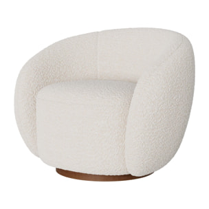 Fauteuil pivotant Naya en tissu bouclé blanc