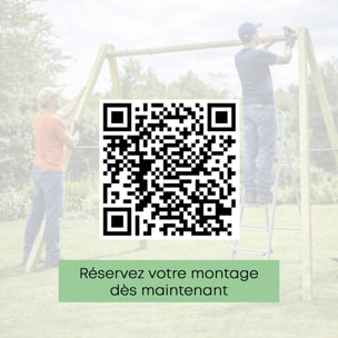 Balançoire en bois poutre métal 3 m Adulte WALTER 2 - 2 personnes