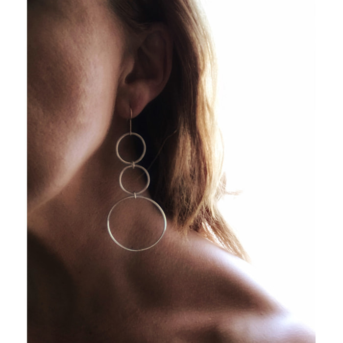 Pendiente cascada de aros plata