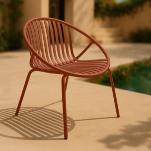 Salon de jardin 4 places en polypropylène brique CALYPSO