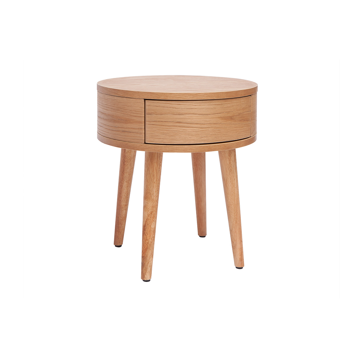 Table de chevet ronde en bois clair avec tiroir D45 cm JUDITH