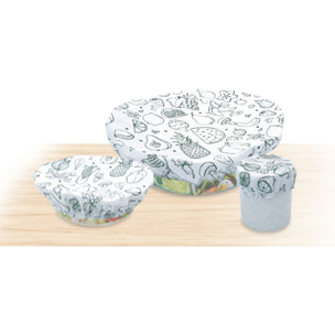 Lot de 3 films étirables réemployables en coton de 8 à 20 cm Fackelmann Nature