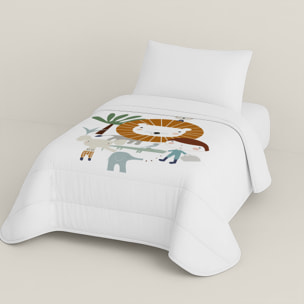 Edredón Nórdico Estampado - Infantil - 100% Algodón - 200 gr/m² con Tacto Pluma - Jungla Niño