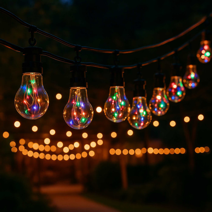 Guirnalda de luces multicolor con temporizador y 10 bombillas led tipo a60