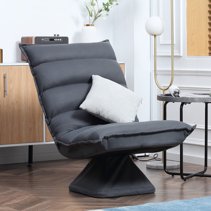 Fauteuil relax pivotant inclinaison réglable 5 niveaux tissu velours microfibre anthracite