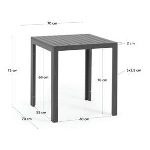 Kave Home - Tavolo da esterno Sirley in alluminio nero 70 x 70 cm