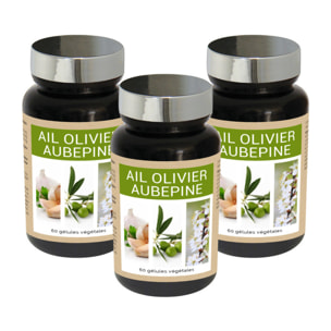 NUTRI EXPERT - Ail Olivier Aubépine - Aide à maîtriser taux de cholestérol et la santé cardiovasculaire - Maintient l'équilibre de la pression artérielle - Cure 30j - Gélules végétales - Lot de 3