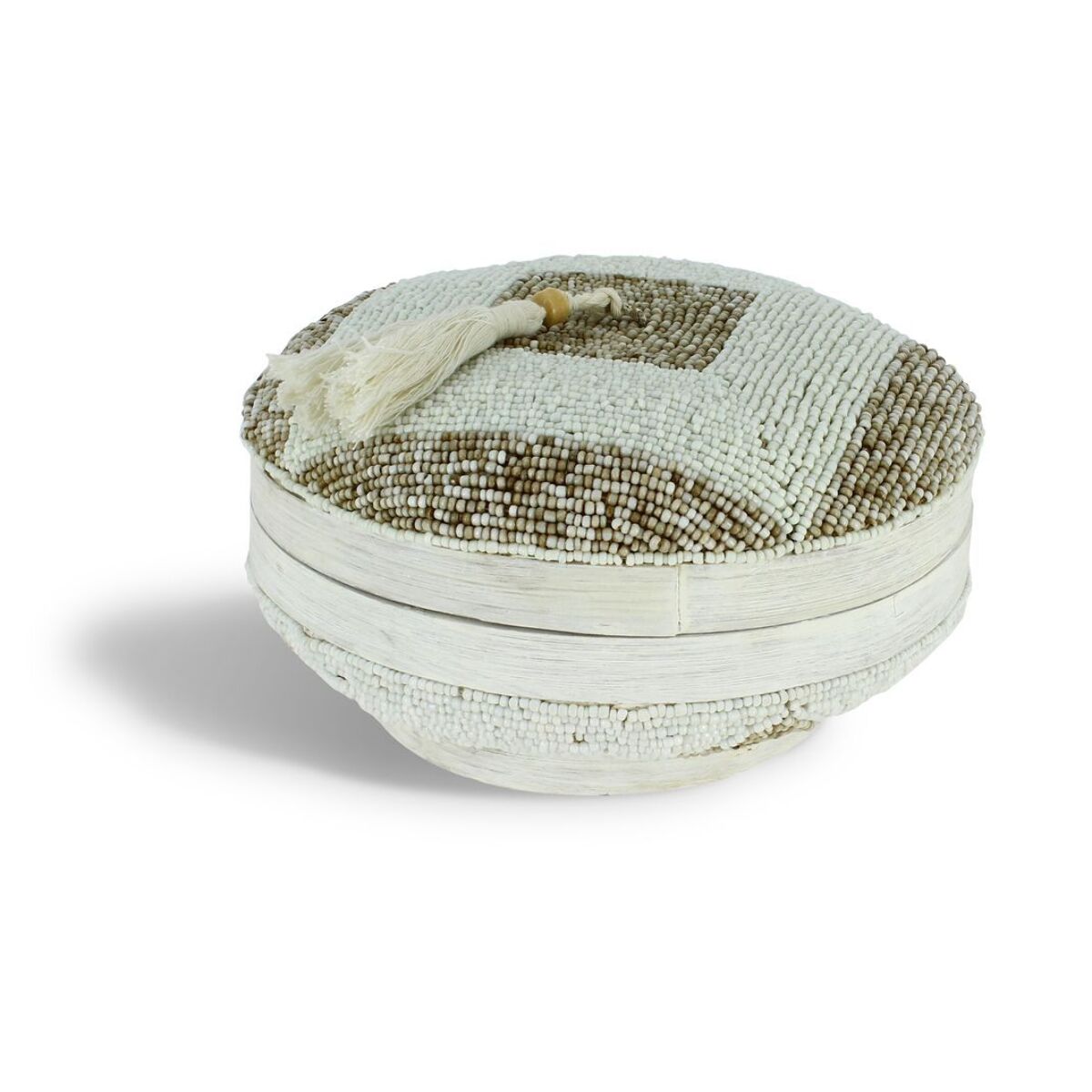 Boite en bambou ornée de perles 20cm HOA