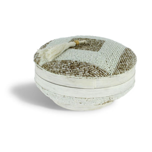 Boite en bambou ornée de perles 20cm HOA