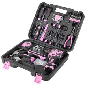 Trapano elettrico wireless da 21V con motore senza spazzole e doppia velocità, valigetta di trasporto con 65 accessori e batteria da 6000 mAh.