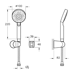 Pommeau de douche VITRA Master avec support et flexible